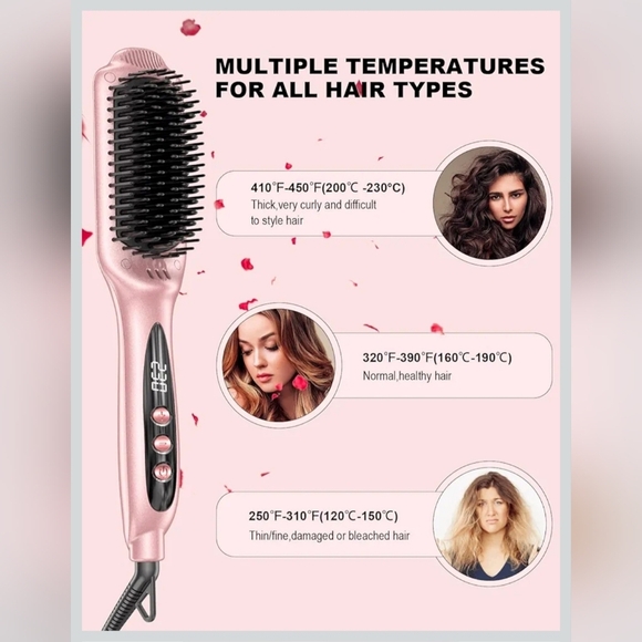 Landot Rose Gold Hair Straightening Brush - Picture 4 of 15